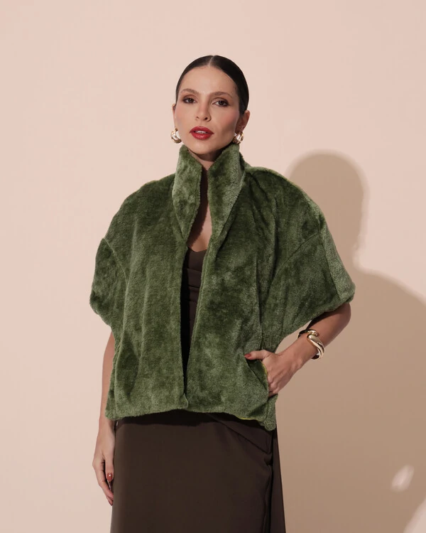 Estola Fake Fur Verde Oliva New