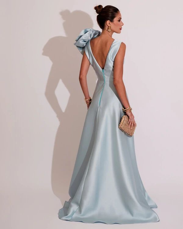 Vestido de Festa longo Zibeline Flor Tiffany