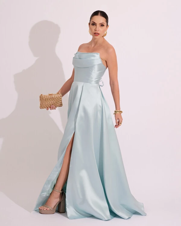Vestido de Festa Longo Tomara que Caia Trançado Costa em Zibeline Tiffany