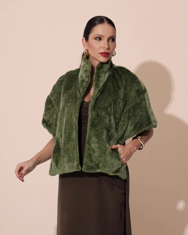 Estola Fake Fur Verde Oliva New