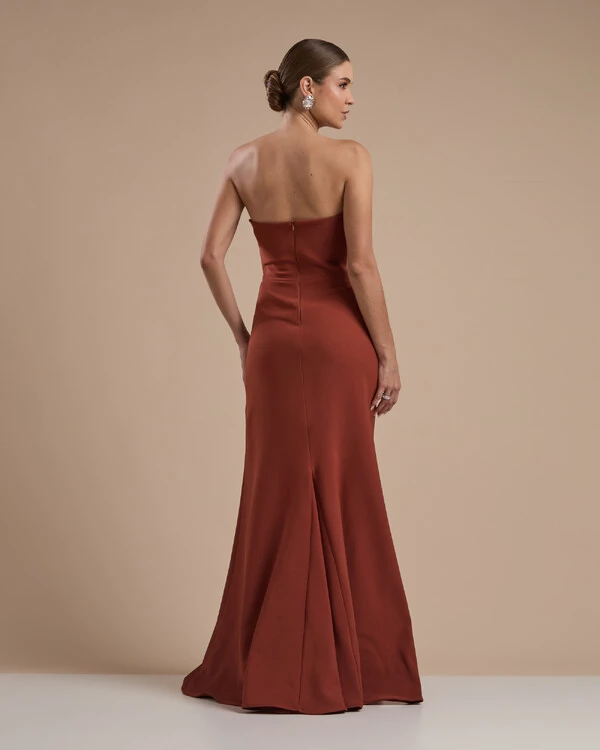 Vestido de Festa Longo Tomara que Caia Alfaiataria Terracota