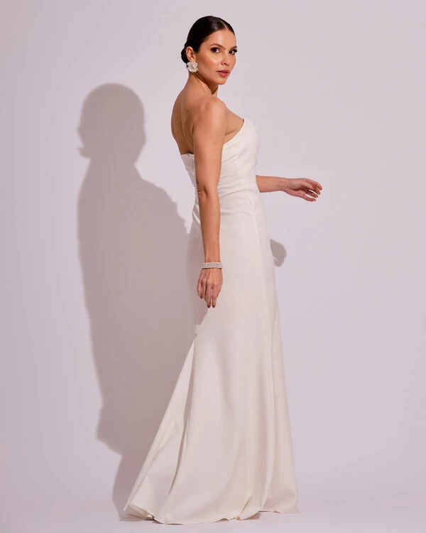 Vestido de Festa Longo Tomara que Caia Alfaiataria Branco