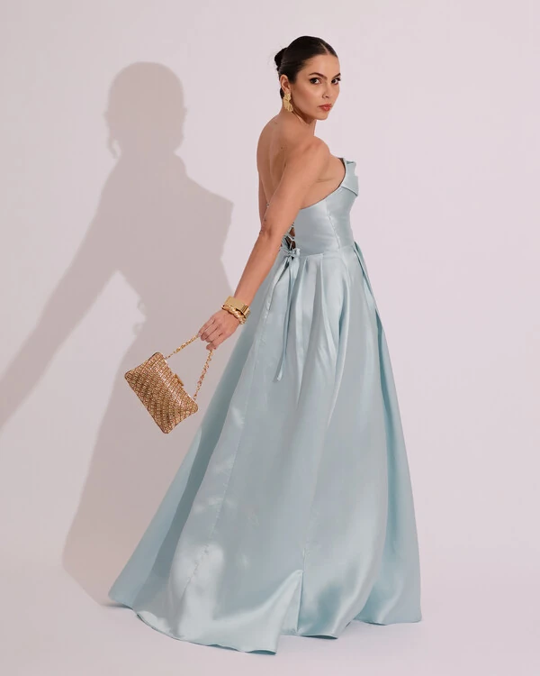Vestido de Festa Longo Tomara que Caia Trançado Costa em Zibeline Tiffany