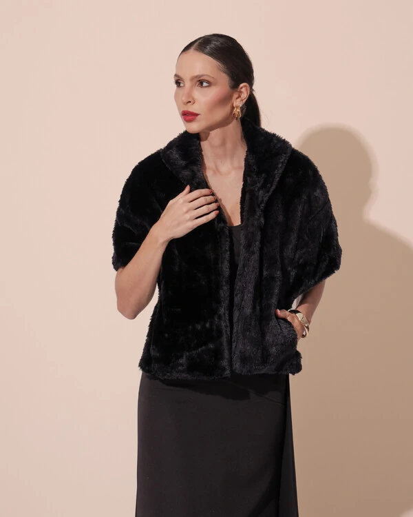 Estola Fake Fur Preto