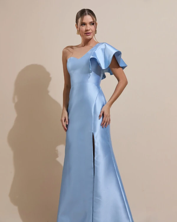 Vestido de Festa Longo um Ombro Tomara que Caia Zibeline Serenity New