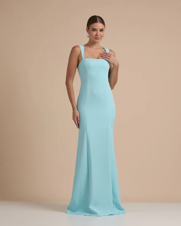 Vestido de Festa Longo Alfaiataria Alça Larga e Lenço Tiffany