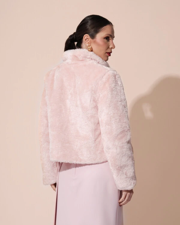 Casaco Fake Fur Rose
