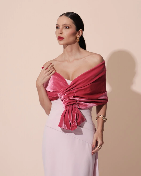 Estola Veludo Pink
