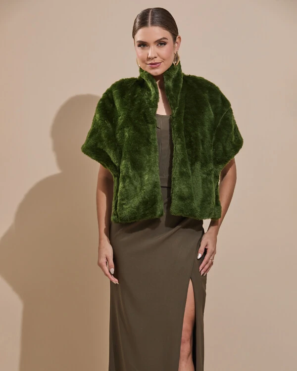 Estola Fake Fur Verde Oliva New