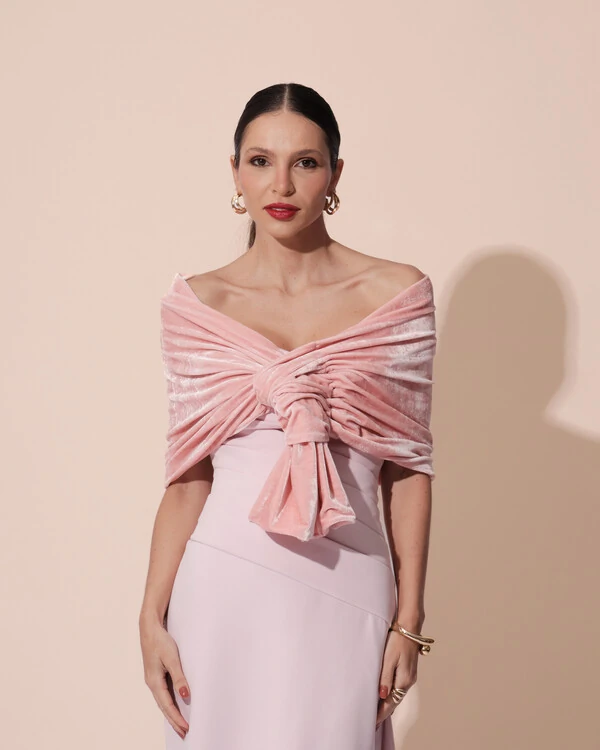 Estola Veludo Rosa