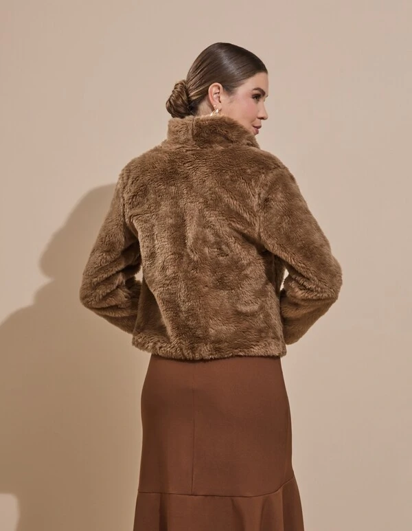 Casaco Fake Fur Mocha Mousse