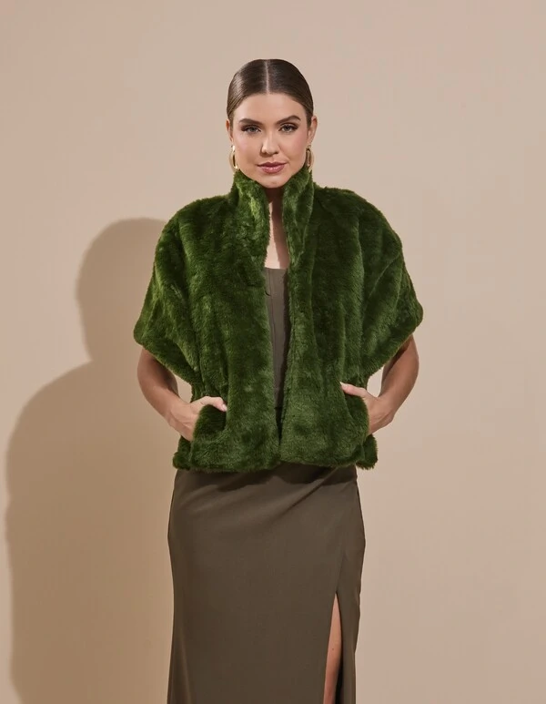 Estola Fake Fur Verde Oliva New