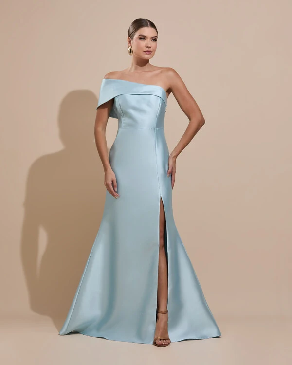 Vestido de Festa Zibeline com Faixa Ombro a Ombro Tiffany