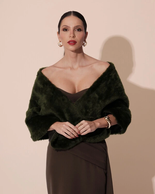 Estola Verde Oliva New Fake Fur