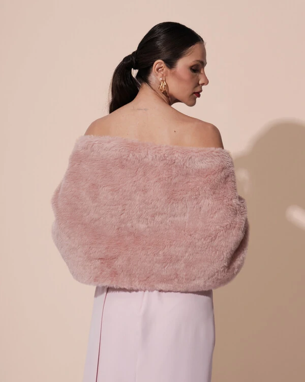 Estola Rose Queimado Fake Fur