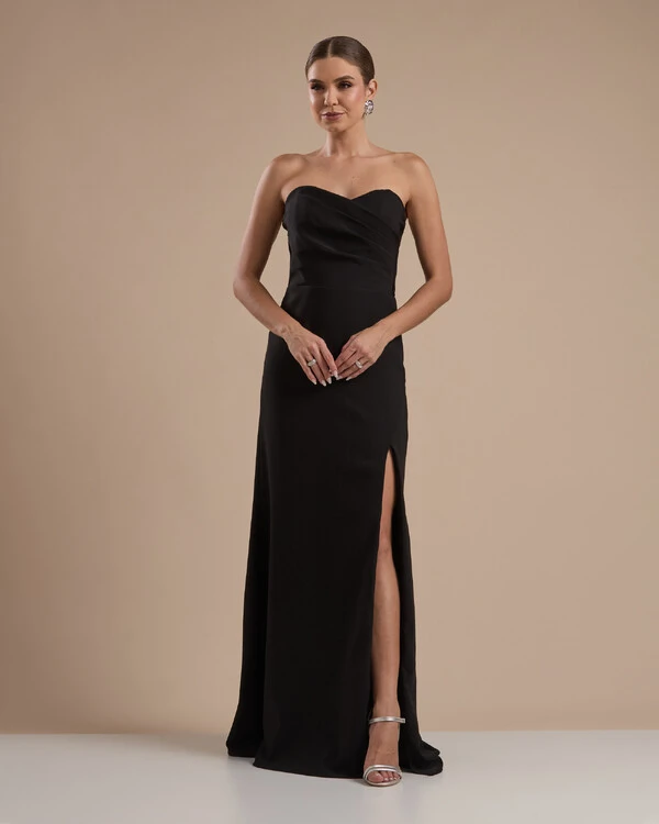 Vestido de Festa Longo Tomara que Caia Alfaiataria Preto