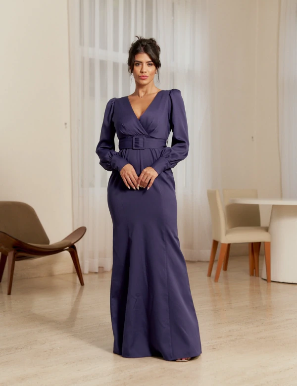 Vestido Longo Beatriz Azul Marinho