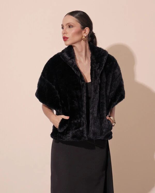 Estola Fake Fur Preto