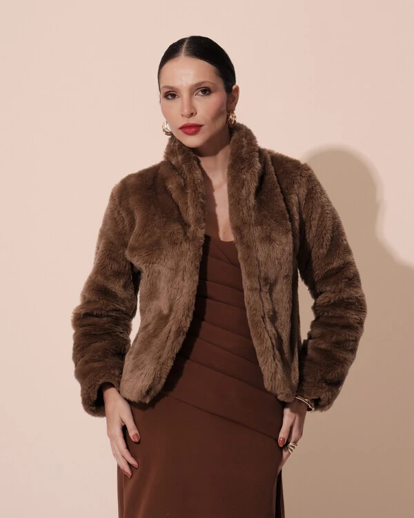 Casaco Fake Fur Mocha Mousse