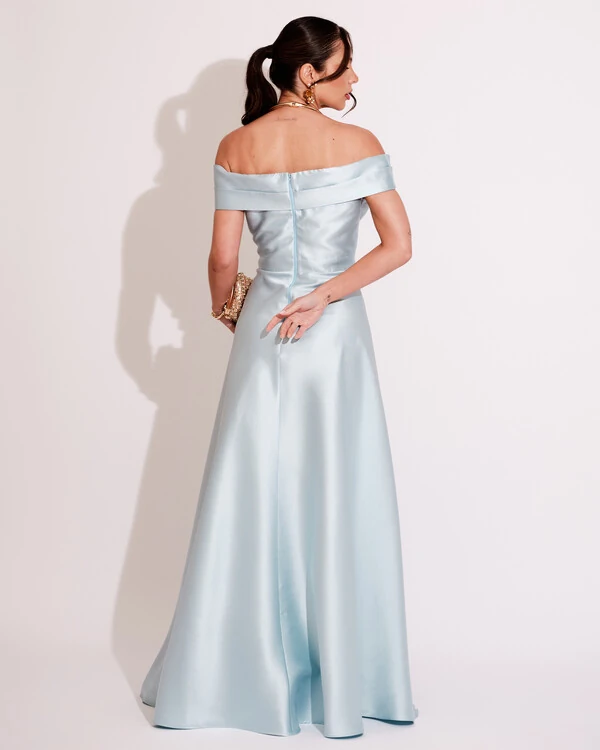 Vestido de Festa Longo Zibeline Ombro a Ombro com Fenda Serenity