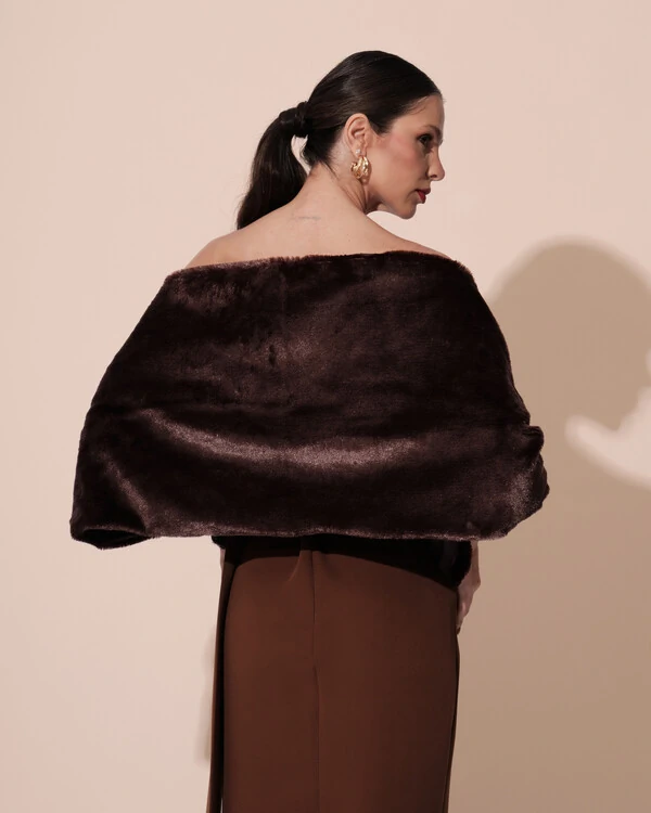 Estola Marrom Fake Fur