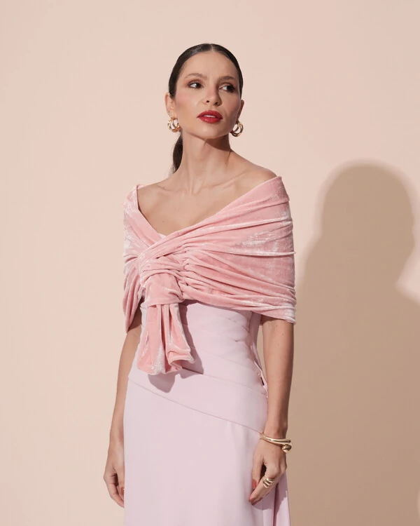 Estola Veludo Rosa