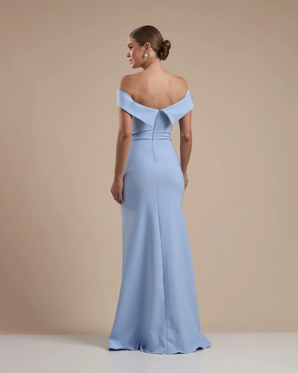 Vestido de Festa Longo Ombro a Ombro com Fenda em Alfaiataria Serenity
