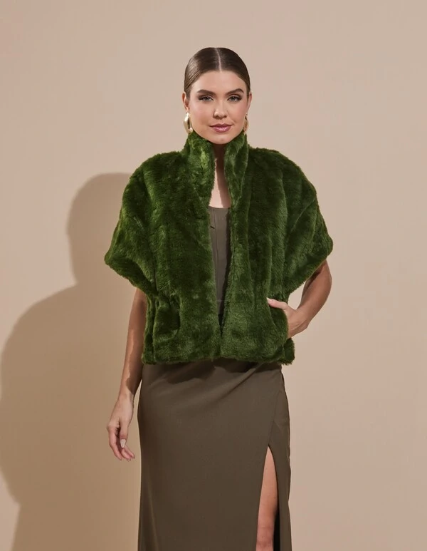 Estola Fake Fur Verde Oliva New