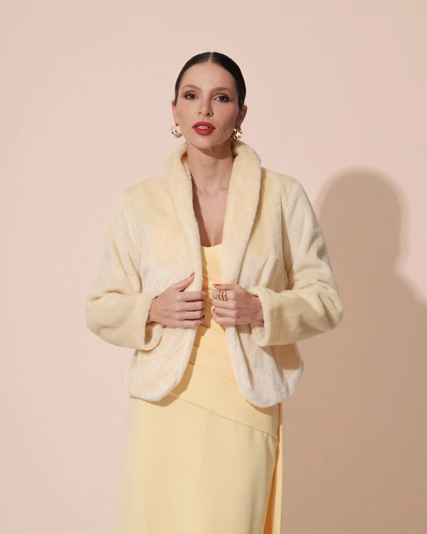 Casaco Fake Fur Palha