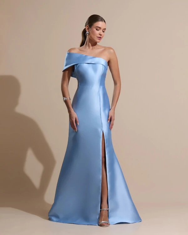Vestido de Festa Zibeline com Faixa Ombro a Ombro Serenity New
