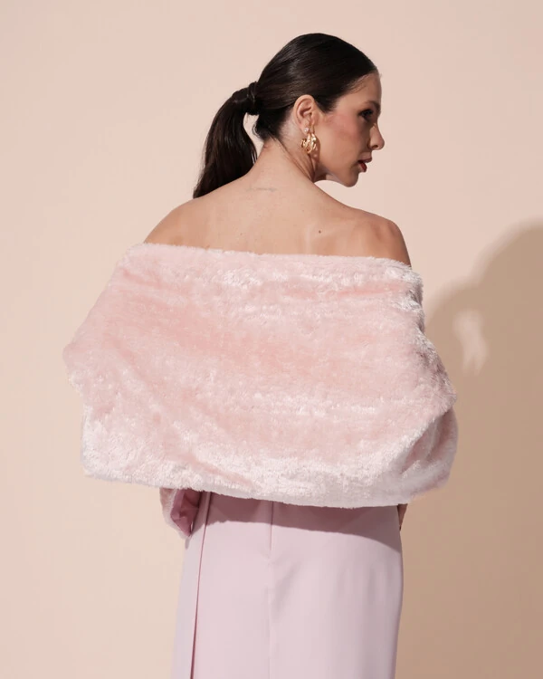 Estola Rosa Chá Fake Fur