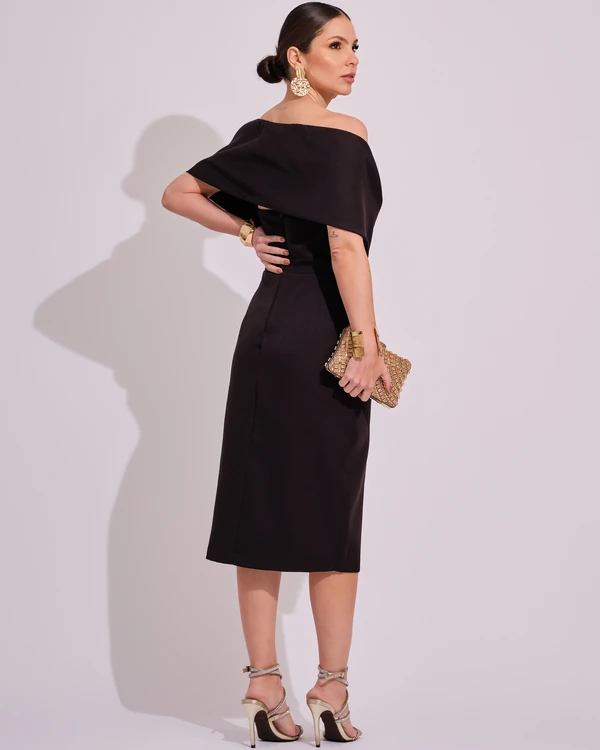Vestido de Festa Midi Alfaitaria Preto