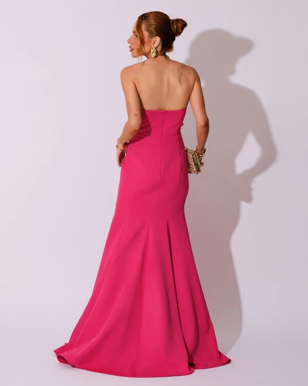 Vestido de Festa Longo Alfaiataria Tomara que Caia Saia Sereia Pink