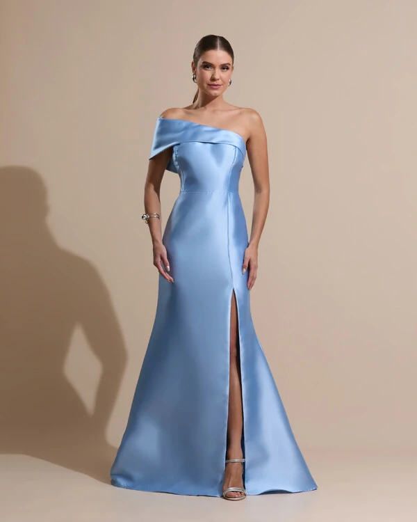Vestido de Festa Zibeline com Faixa Ombro a Ombro Serenity New