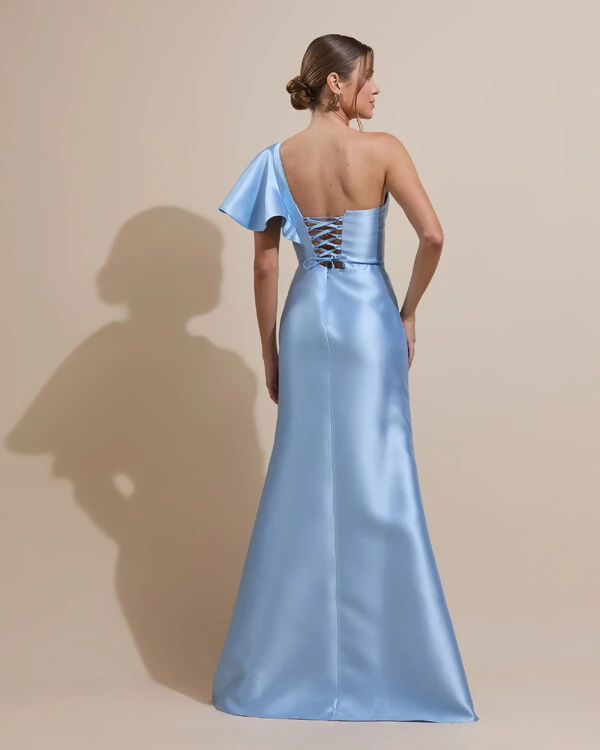 Vestido de Festa Longo um Ombro Tomara que Caia Zibeline Serenity New