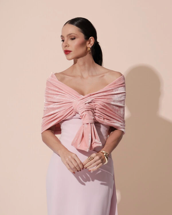 Estola Veludo Rosa