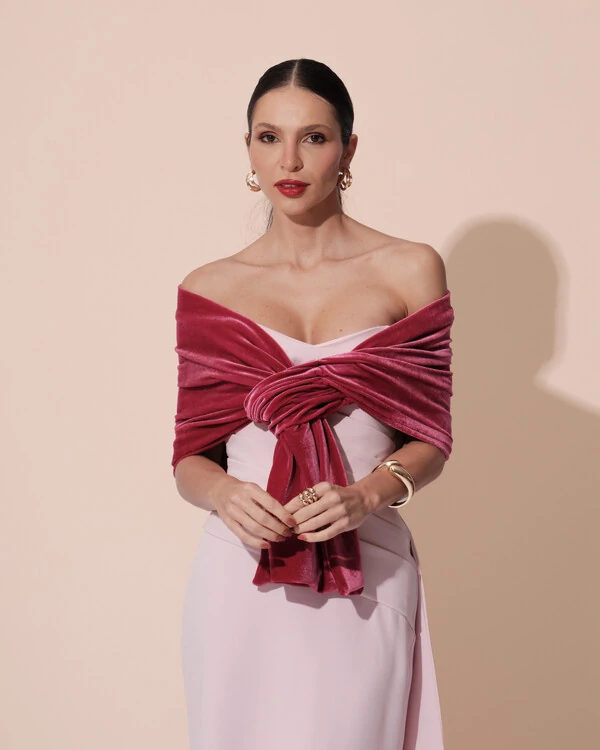 Estola Veludo Pink Escuro