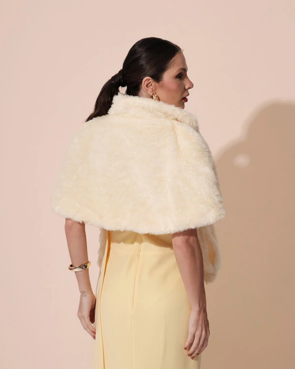 Estola Fake Fur Amarelo Manteiga