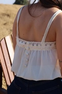 Blusa Chiffon com Renda Off White