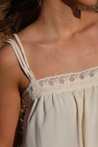 Blusa Chiffon com Renda Off White