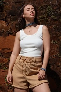 Shorts Suede Bege