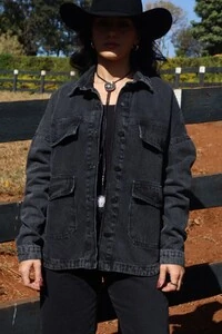 Camisa Jeans Oversized Preta