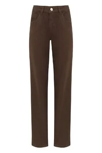 Calça Reta de Sarja Marrom