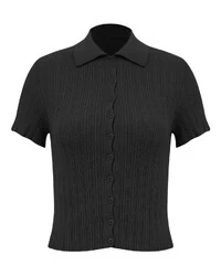 Blusa Tricot Gola Polo Preta