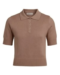 Blusa Polo Tricot Botões Marrom