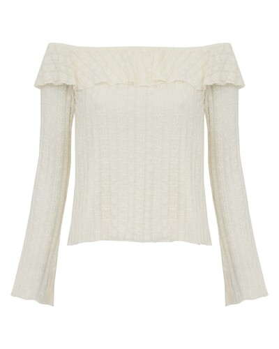 Foto Blusa Ombro a Ombro Renda Off White