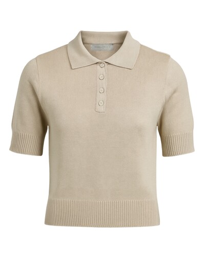Foto Blusa Polo Tricot Botões Bege