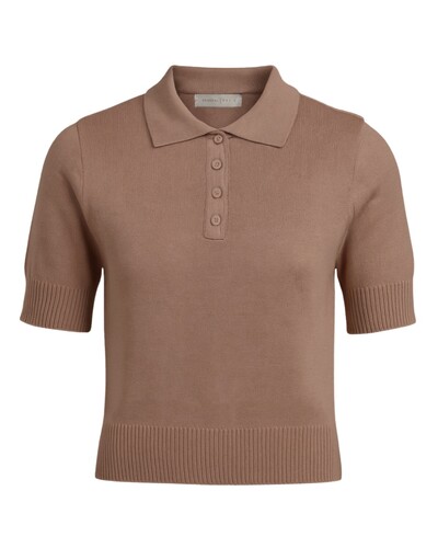 Foto Blusa Polo Tricot Botões Marrom