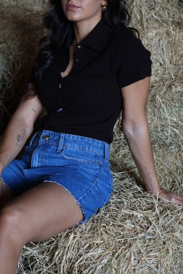 Bermuda Jeans Reta