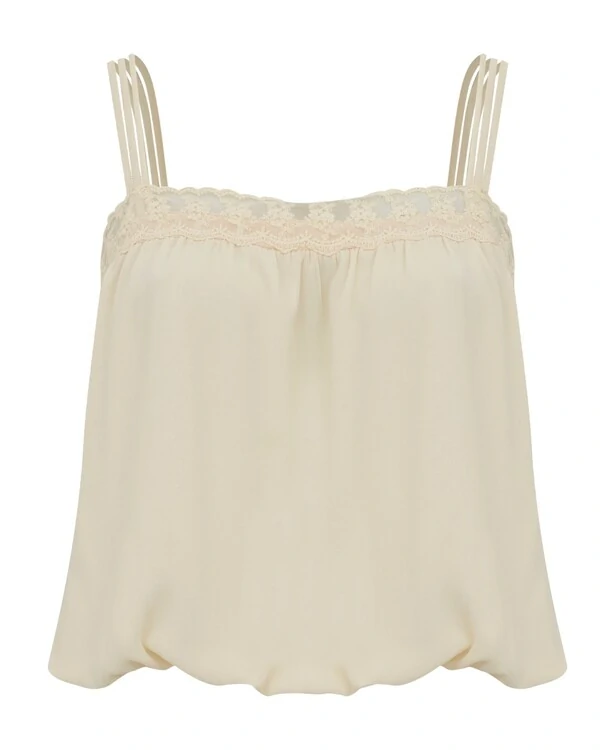 Blusa Chiffon com Renda Off White